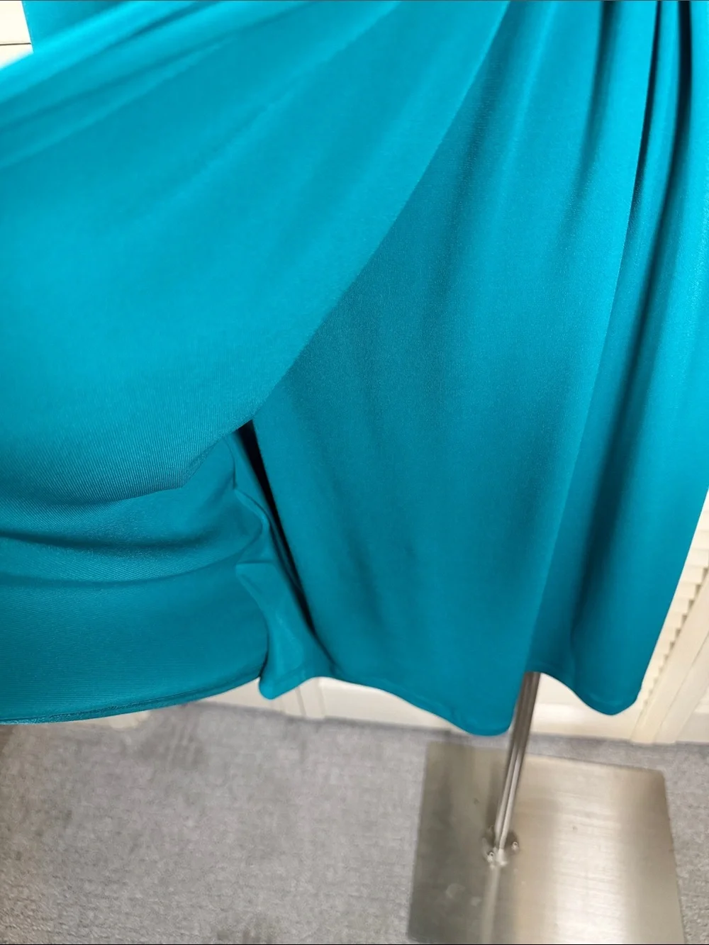 Calvin Klein Green Gold Bar Hardware Faux Wrap Dress Size Petite P Small